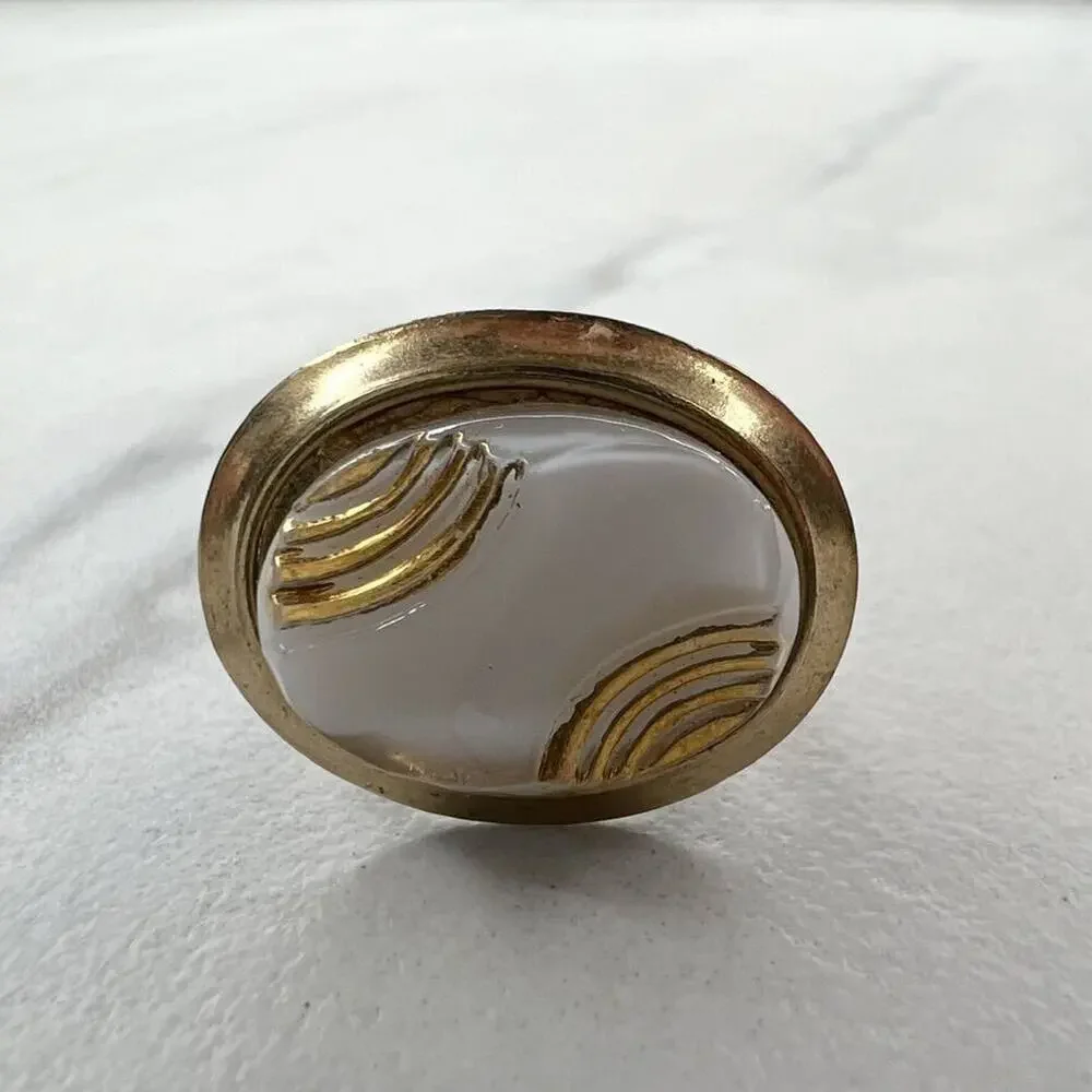 Vintage Gold Tone Oval Single Cufflink